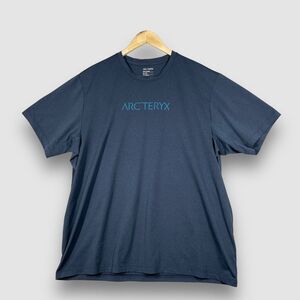 Arc'teryx Mens XL Heather Blue Script Short Sleeve Stretch Athletic T-Shirt